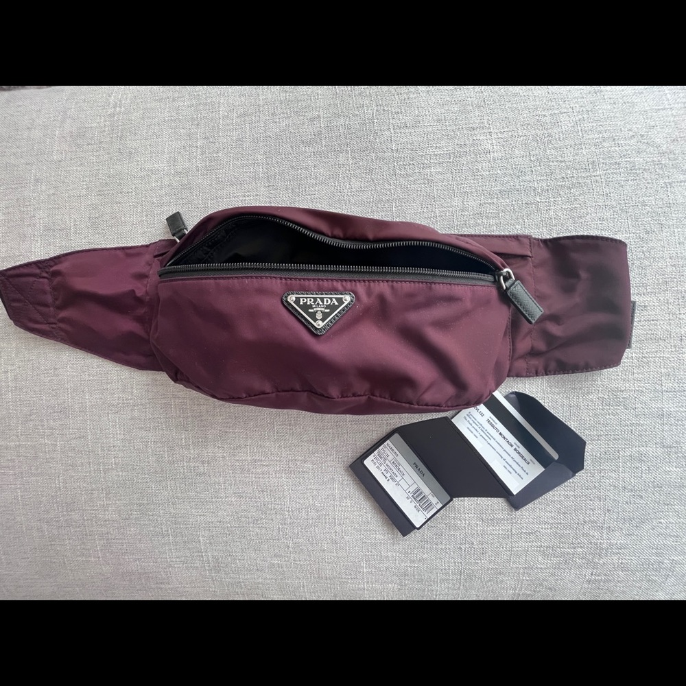 PRADA NYLON + SAFFIANO BUM BAG FANNY PACK w/ AUTHENTICITY CARDS